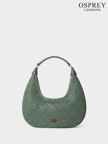 Green - Osprey London The Alba Woven Leather Shoulder Bag