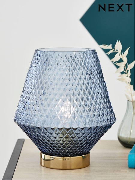 Navy/Gold Battery Operated Medium Tapered Ambient Lamp (277390) | €33