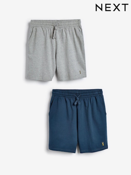 Blue/Grey Lightweight 100% Cotton Joggers Shorts 2 Pack (277438) | €36