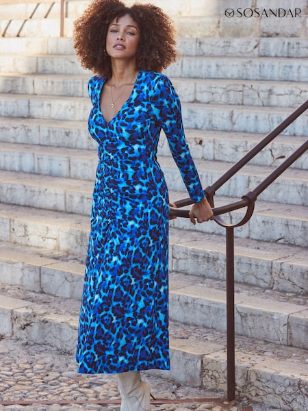 Sosandar Print Ruched Detail Jersey Midi Dress (277511) | €49