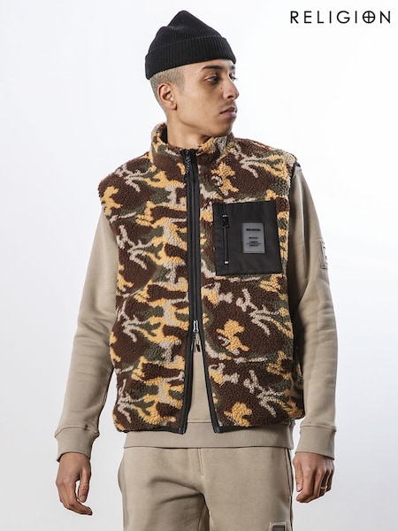 Religion Relaxed Fit Extra Warm Borg Fleece Gilet (277637) | 333 LEI