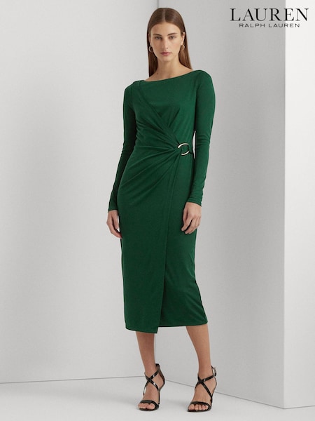 Lauren Ralph Lauren Green Jersey Long Sleeve Cocktail Dress (277747) | 927 LEI
