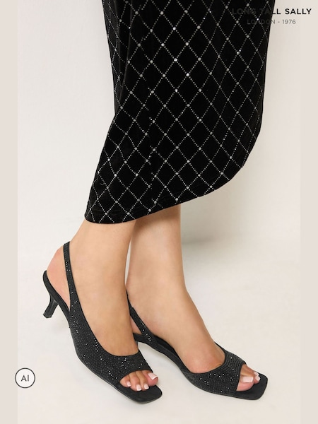 Noir - Long Tall Sally Diamante Asymmetric Kitten Heels