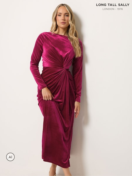 Розовый - Бархатное платье макси Long Tall Sally с перекрученной отделкой спереди