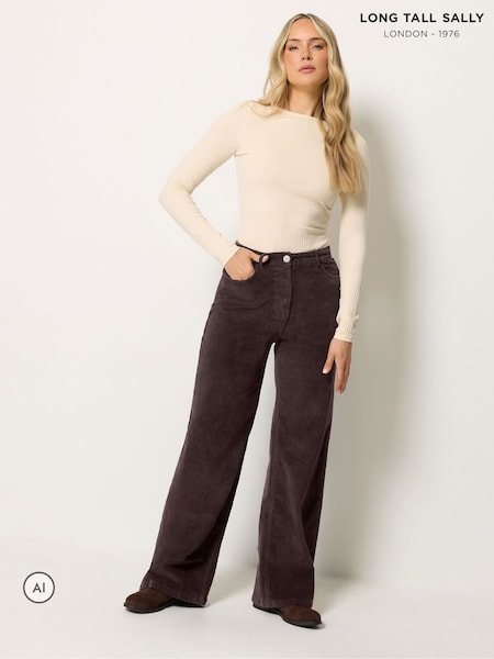 Braun - Long Tall Sally Bootcut-Jeans aus Baumwollcord