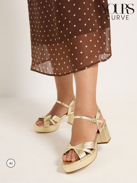 Gold - Yours Curve V-cut Platform Sandals