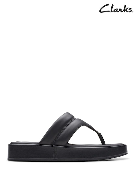 Clarks Black Leather Alda Walk Sandals (278453) | €39