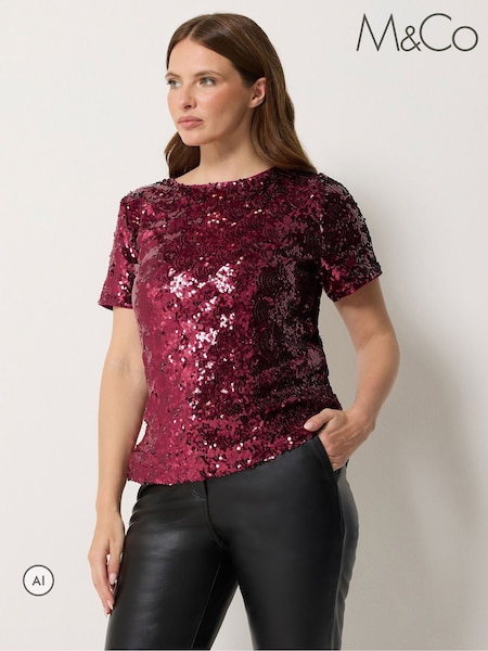 Purple - M&co Layered Sequin Top