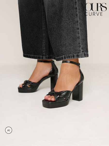 Black - Yours Curve Knot Detail Platform Sandals