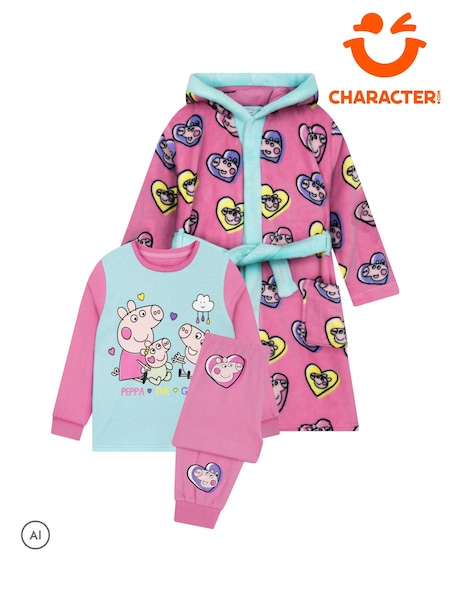 Rosa - Character Peppa Pig George, Evie And Peppa Pyjamas & Dressing Gown Set