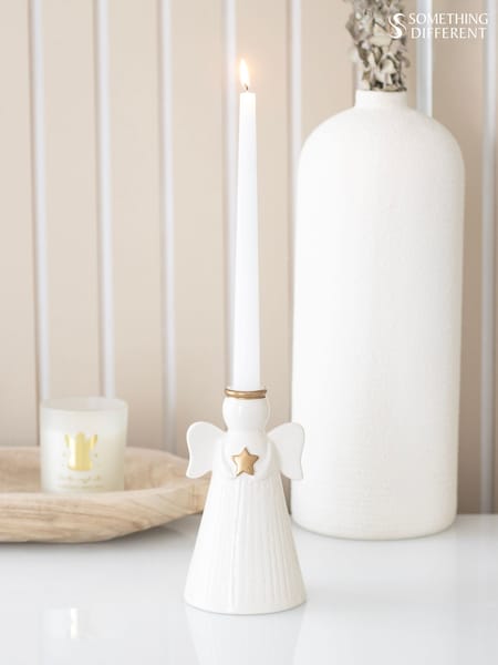 Something Different Angel With Star Ceramic Candle Holder