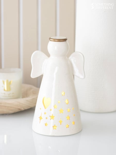 Something Different Small Led Light Up Ceramic Angel Decoration