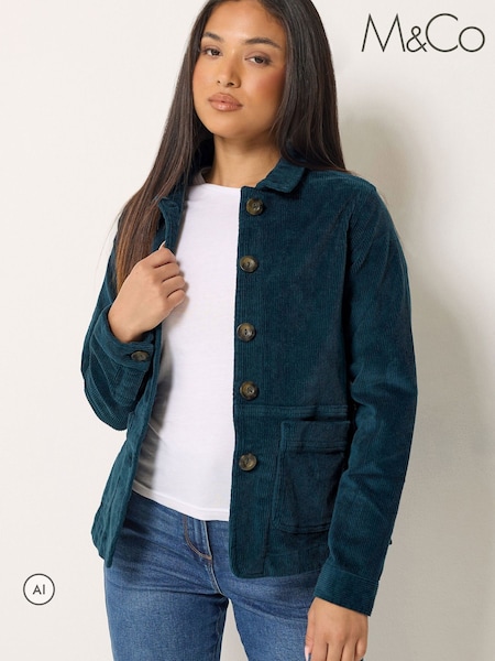 Blue - M&co Petite Cord Blazer