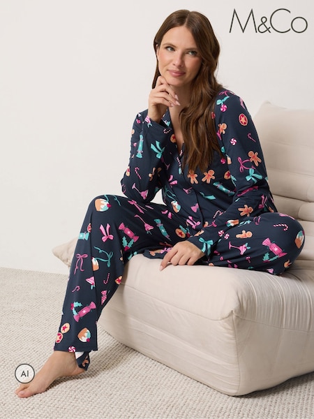 Red - M&co Christmas Soft Touch Pyjamas Set