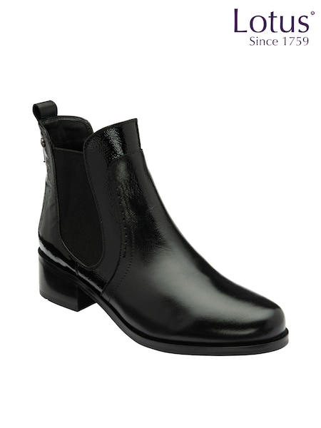 črna - Lotus Leather Pull-On Ankle Boots (279216) | € 63