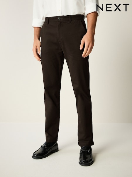 Brown Straight Fit Stretch Printed Soft Touch Chino Trousers (279245) | 76 QAR