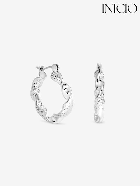Gold Tone - Inicio Textured Twist Catch Hoop Earrings