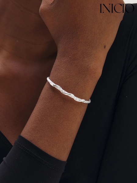 Silver Tone - Inicio Textured Heritage Cuff Bracelet
