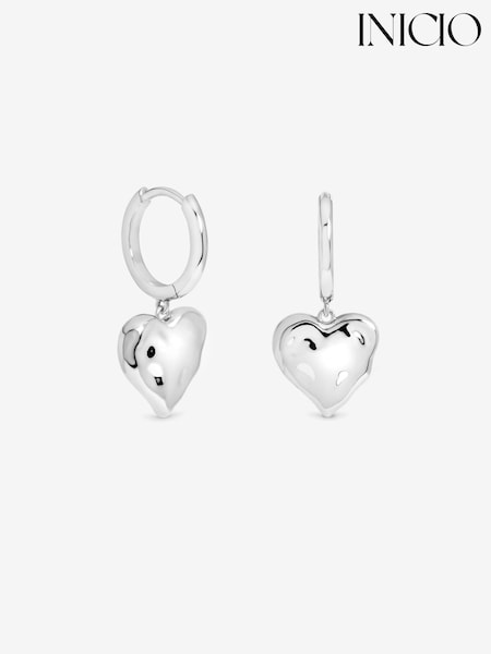 Srebrno Tone - Inicio Molten Heart Huggie Charm Earrings