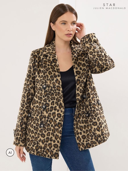 Brown - Star By Julien Macdonald Leopard Print Pea Coat