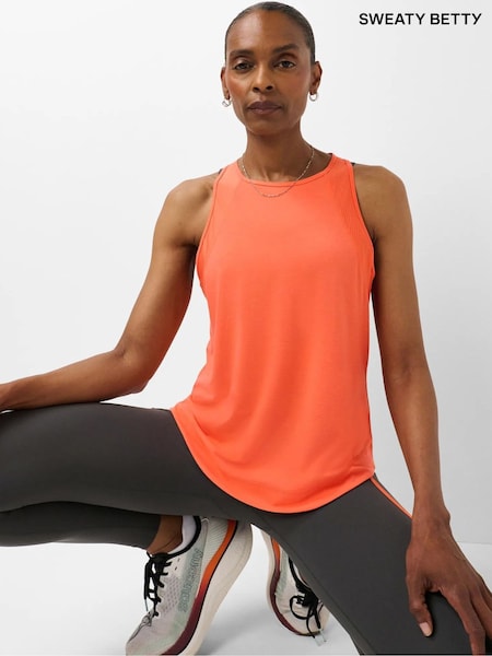 Orange - Sweaty Betty Breathe Easy Mesh Run Tank Top