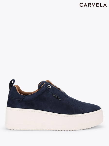 Blue - Carvela Connected Laceless Leather Trainers