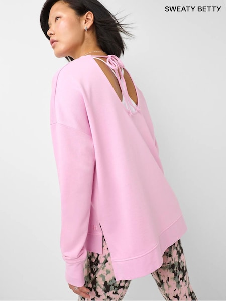 Pink - Sweaty Betty After Class Open Back Tie Sweatshirt