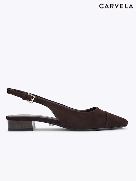 Chocolate Brown - Carvela Amelia Suede Slingback Shoes