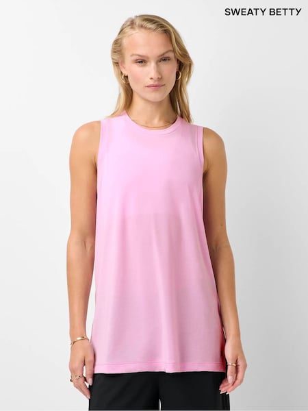 بنفسجي فاتح وردي - تي شيرت طويل بدون أكمام Soft Flow Studio من Sweaty Betty