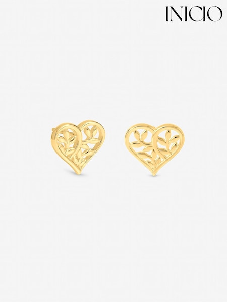 Gold Tone - Inicio Tree Of Love Studs Earrings