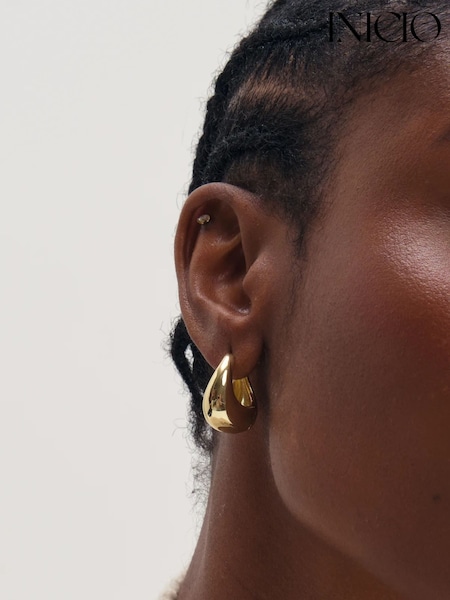 Gold Tone - Inicio Sculpted Chubby Hoops