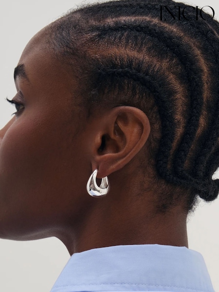 Silberfarben - Inicio Sculpted Chubby Hoops