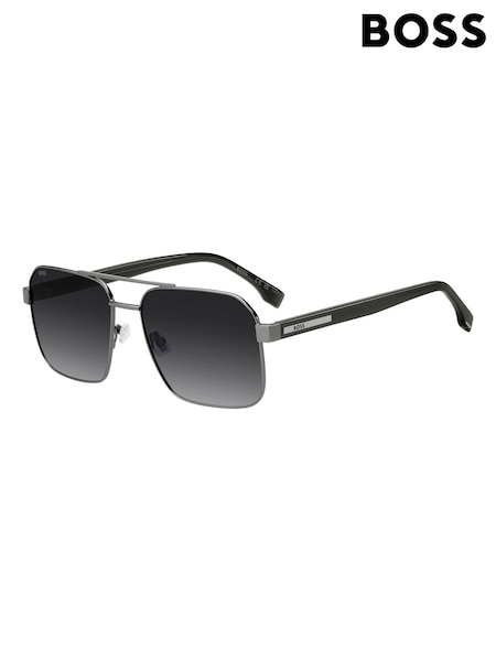 Grey - Regular Boss Square Double-bridge Sunglasses