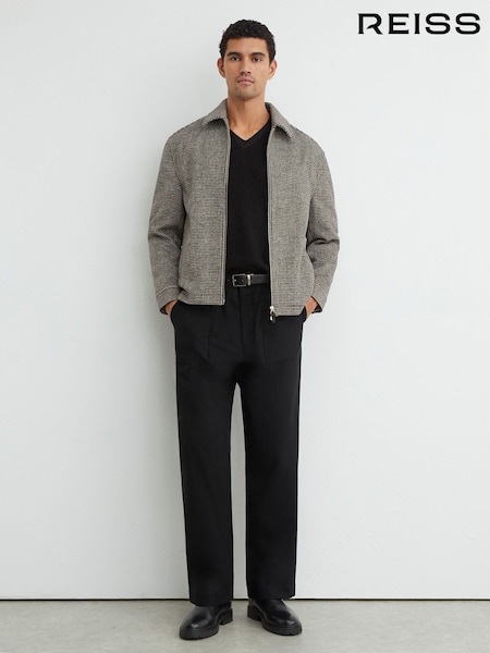 Black - Regular Reiss Chain Wool-blend Relaxed-fit Trousers