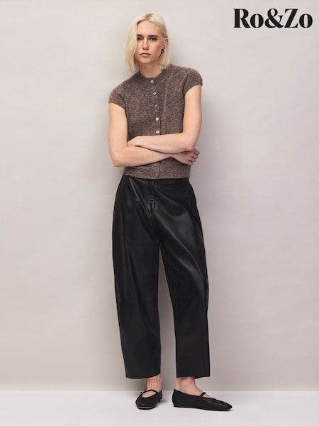 Καφετί - Ro&zo Button Up Wool Blend Knitted Top