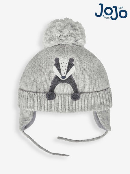 JoJo Maman Bébé Grey Appliqué Bobble Hat (280647) | €26