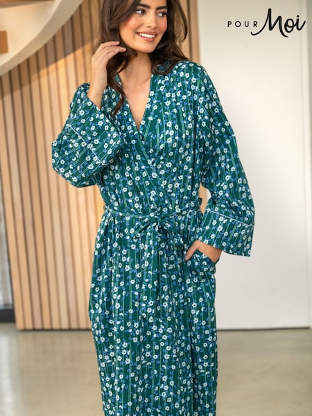 Green - Pour Moi Pure Cotton Dressing Gown
