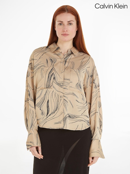 Calvin Klein Natural Fine Print Blouse (280761) | €72