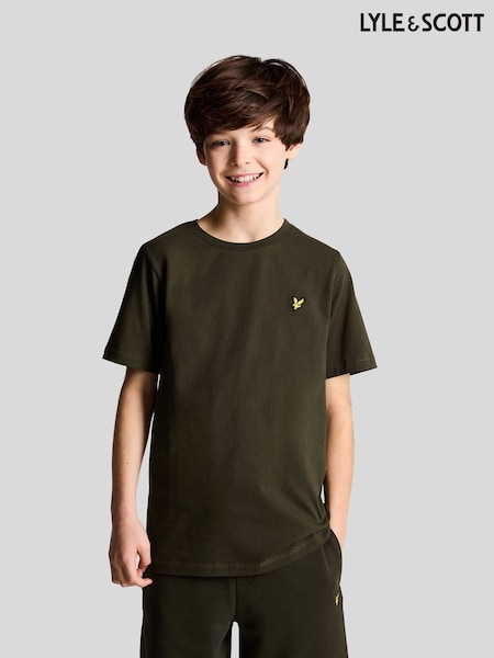 Verde măsliniu - Lyle & Scott Boys Essentials 100% Cotton Crew Gât Tricou (280830) | 93 LEI - 114 LEI