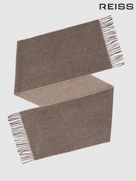 Taupe Brown - Regular Reiss Picton Wool And Cashmere Scarf