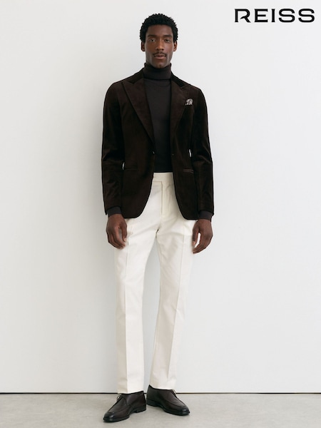 White - Regular Reiss Dimmock Cotton-blend Moleskin Tapered Trousers
