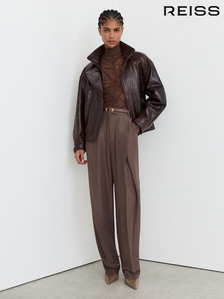 Srpskohrvatski / srpskohrvatski - Reiss Aries Jacquard Deep-pleat Barrel-leg Trousers