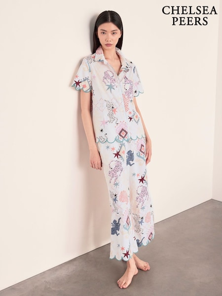 Natur - Chelsea Peers Cotton Bohemian Leopard Print Long Pyjamas Set