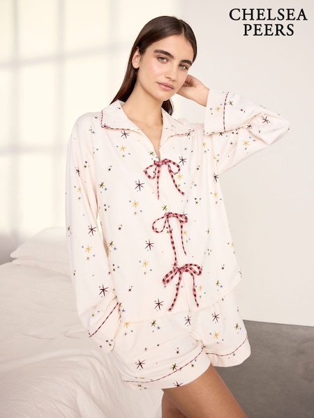 Natural - Chelsea Peers Cotton Starlight Print Short Pyjama Set