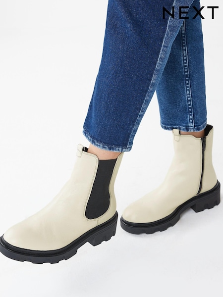 White Regular/Wide Fit Forever Comfort® Chunky Chelsea Boots (282057) | € 36