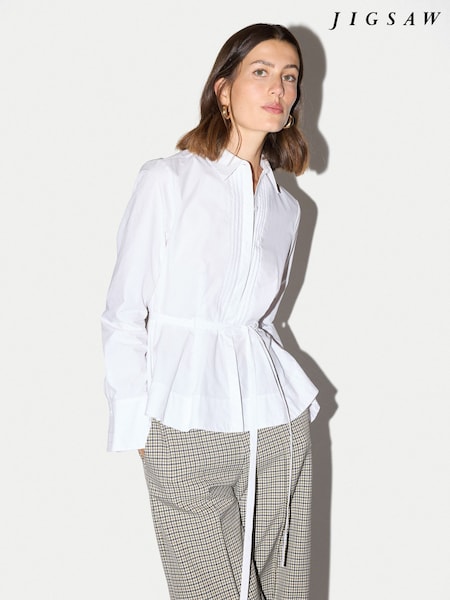 White - Jigsaw Peplum Cotton Shirt