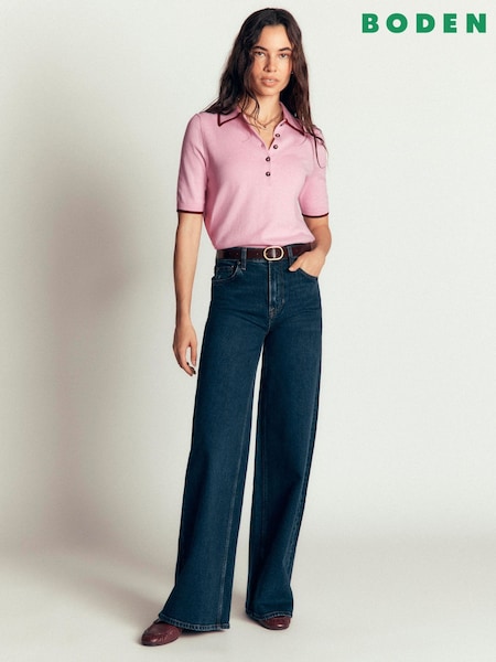 Pink - Boden Collared Knitted T-shirt