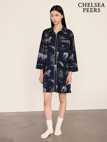 Blue - Chelsea Peers Cotton Twilight Safari Print Nightshirt