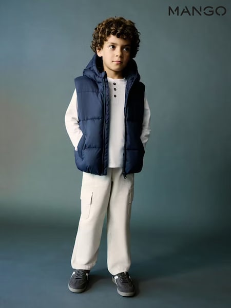 Blue - Mango Hooded Padded Gilet