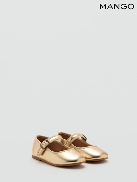 Gold - Mango Ballet Pumps